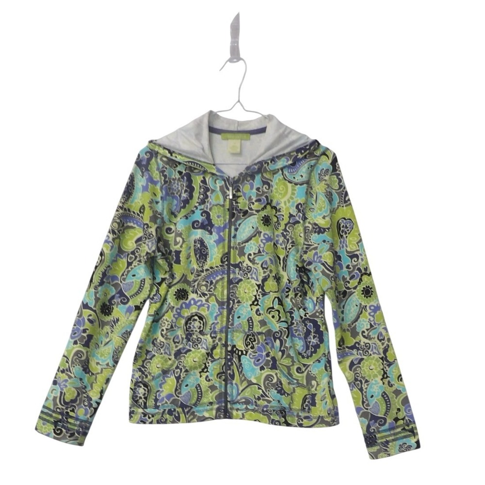 Ingrid Olsen Paisley Print Full Zip Hoodie Sweatshirt Jacket Womens Medium